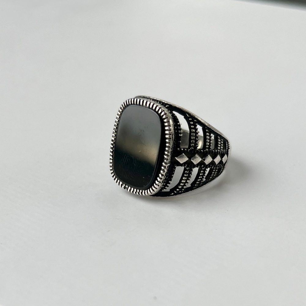 Onyx & Sterling Silver Ring, size 10